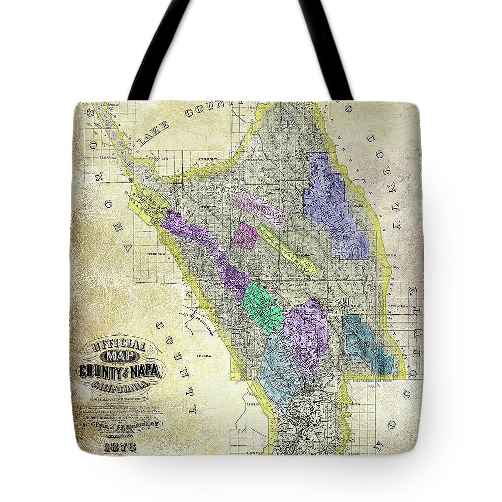 Napa Valley Map Tote Bag featuring the photograph 1876 Napa Valley Map by Jon Neidert