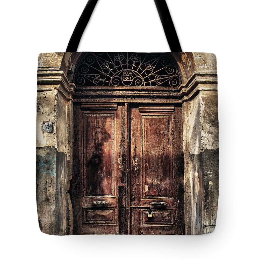 Ancient Tote Bag featuring the photograph 1891 Door Cyprus by Stelios Kleanthous