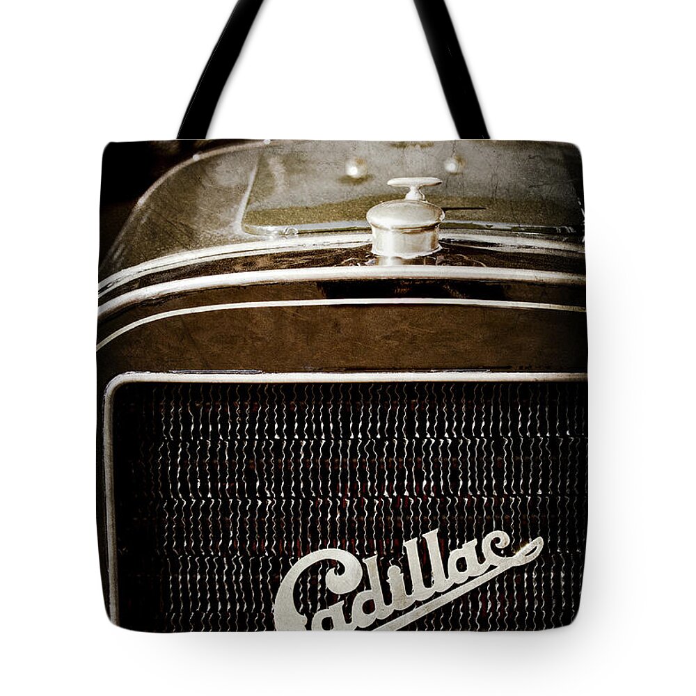 1907 Cadillac Model M Touring Grille Emblem Tote Bag featuring the photograph 1907 Cadillac Model M Touring Grille Emblem -1106ac by Jill Reger