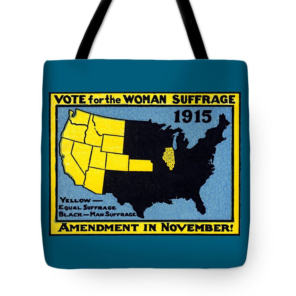 Vintage Tote Bag featuring the painting 1915 Vote for Women's Suffrage by Historic Image