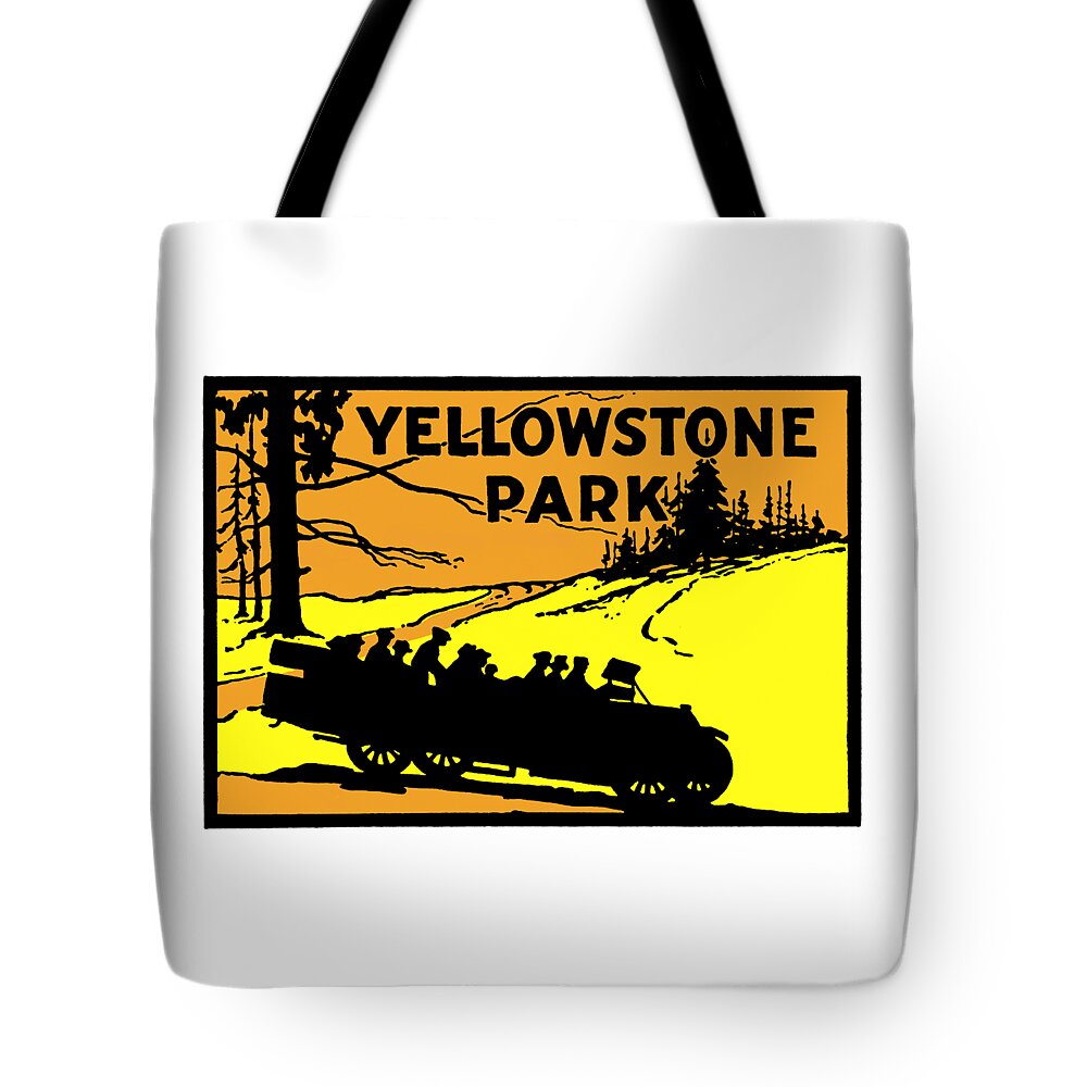 Yellowstone National Park Tote Bag featuring the painting 1920 Yellowstone Park by Historic Image