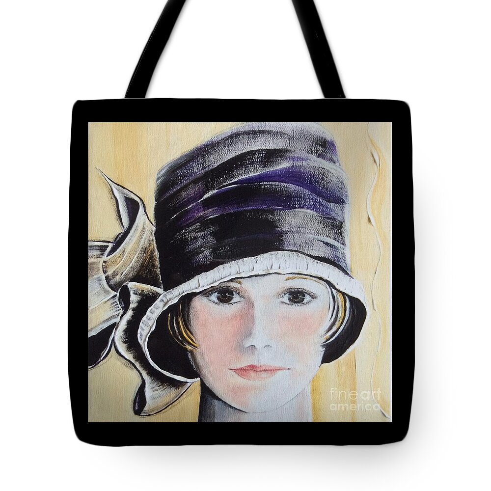 1920s Tote Bag featuring the painting Bucket Hat by Barbara Chase