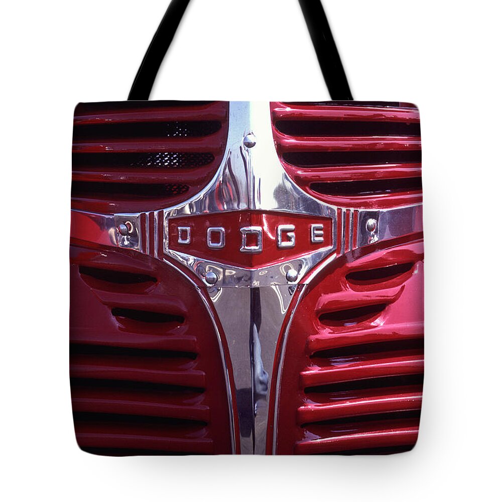 Dodge Tote Bag featuring the photograph 1938 Dodge Pickup Front End by Anna Lisa Yoder