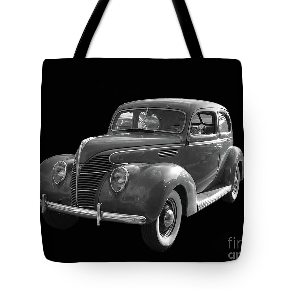 1939 Ford 922-a Tote Bag featuring the photograph 1939 Ford 922A BW by Christine Dekkers