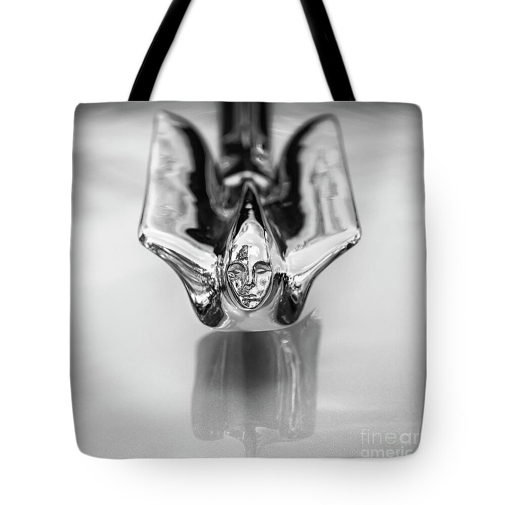 Cadillac Tote Bag featuring the photograph 1947 Cadillac Hood Ornament 2 by Dennis Hedberg