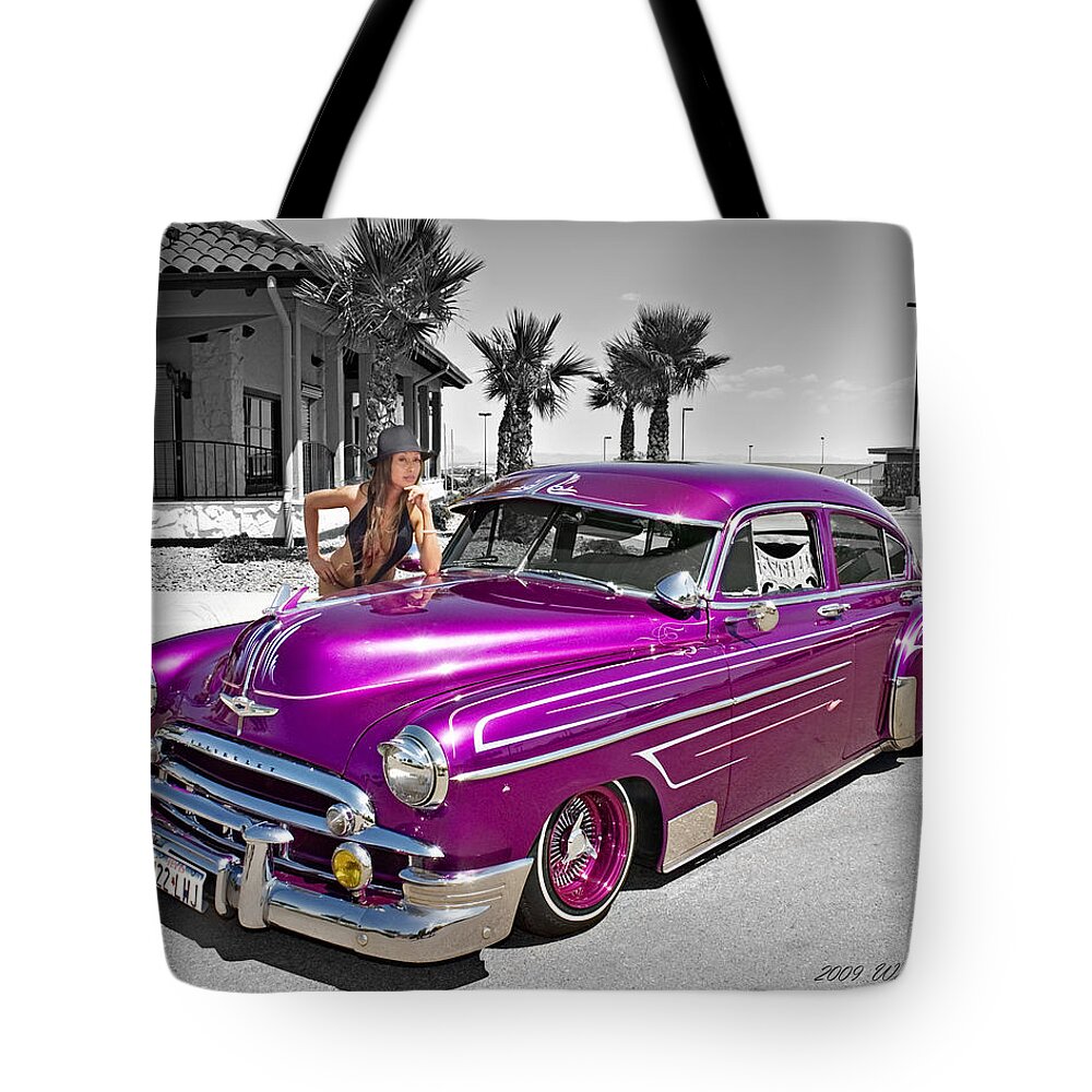 1949 Chevy Bomb Tote Bag featuring the photograph 1949 Chevy Bomb_ 25a by Walter Herrit