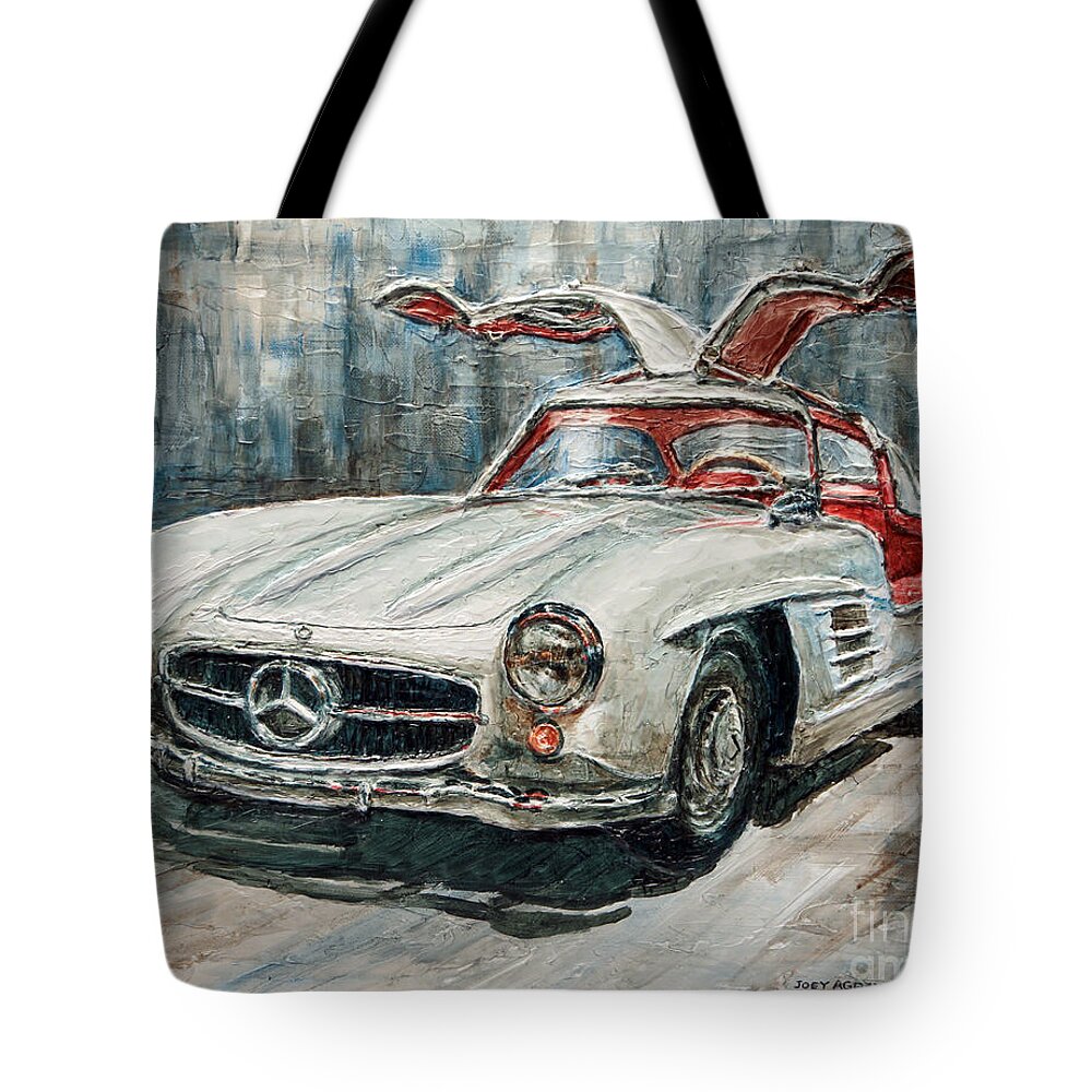 Gullwing Tote Bag featuring the painting 1954 Mercedes Benz 300 SL Gullwing by Joey Agbayani
