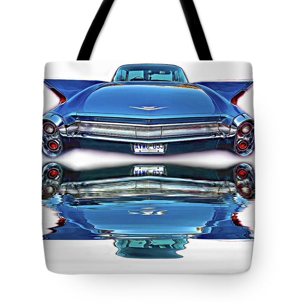 Coupe De Ville Tote Bag featuring the photograph 1960 Cadillac - When Chrome Ruled - Reflection by Steve Harrington