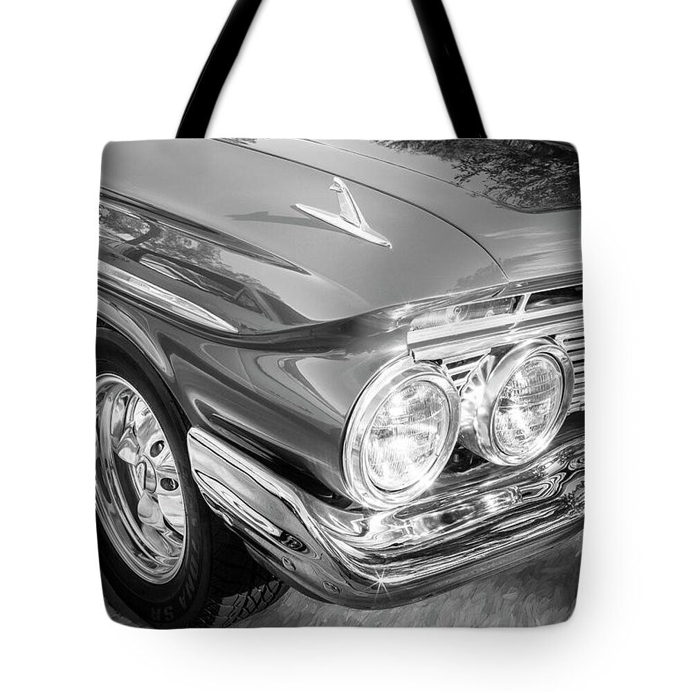 1961 Chevrolet Impala Tote Bag featuring the photograph 1961 Chevrolet Impala SS BW by Rich Franco