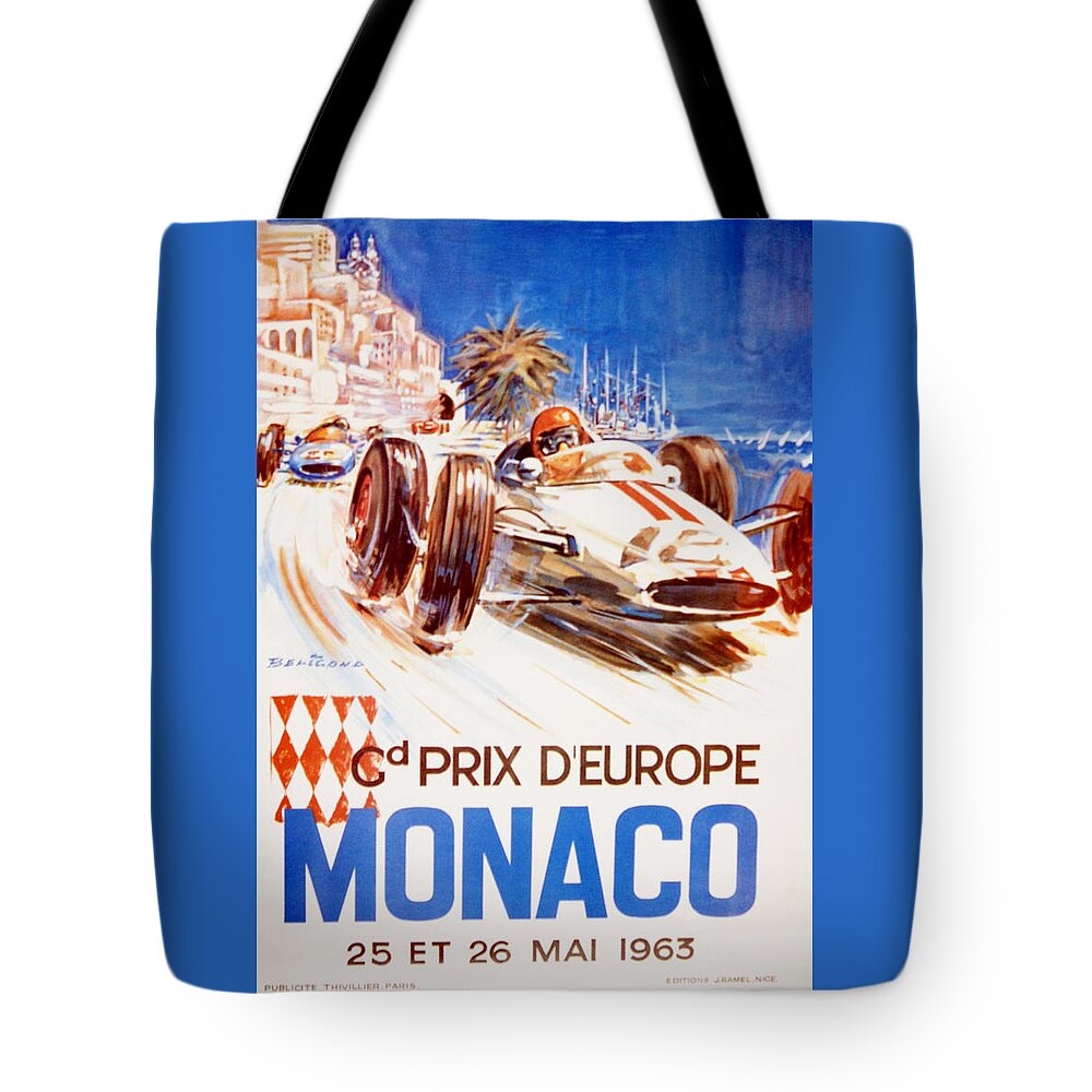 F1 Tote Bag featuring the digital art 1963 F1 Monaco Grand Prix by Georgia Clare