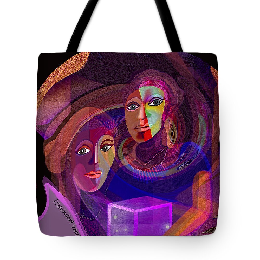 1963 Tote Bag featuring the digital art 1963 - Pandoras magic box 2017 by Irmgard Schoendorf Welch