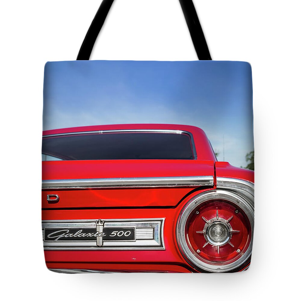 1964 Tote Bag featuring the photograph 1964 Ford Galaxie 500 Taillight and Emblem by Ron Pate