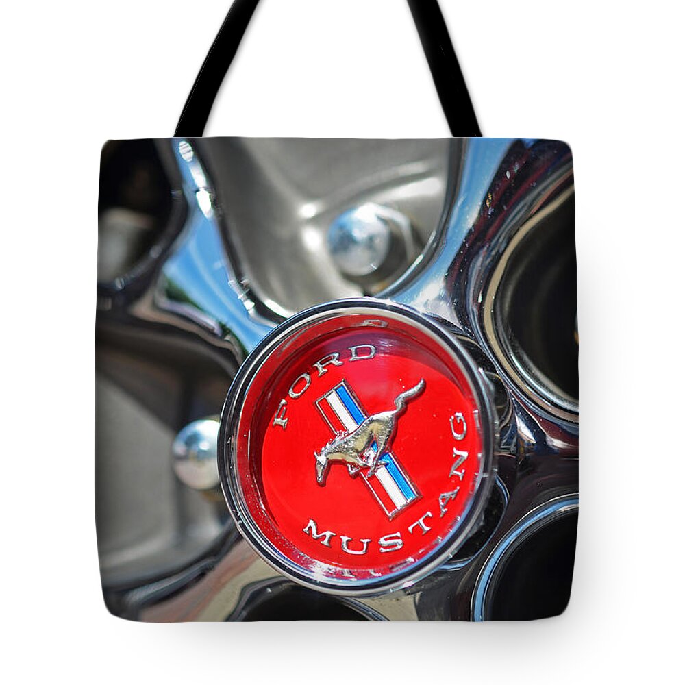 Ford Tote Bag featuring the photograph 1965 Classic Ford Mustang Rim Color by Toby McGuire
