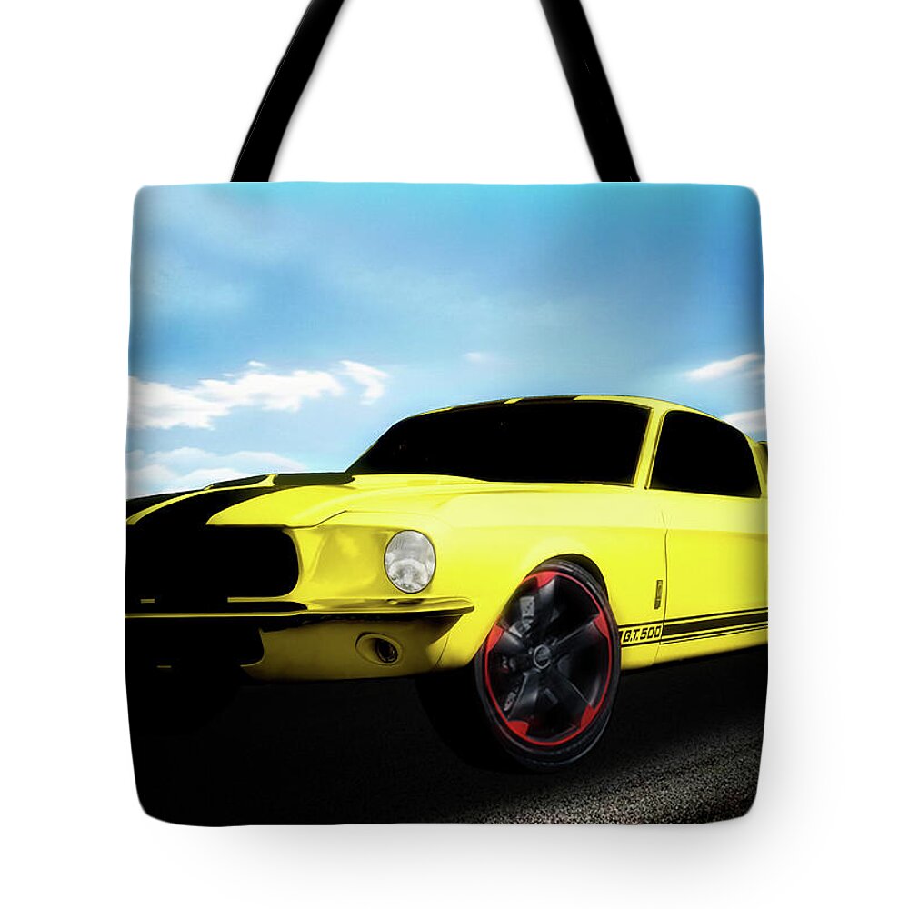 Ford Tote Bag featuring the digital art 1967 Mustang GT500 by Chas Sinklier