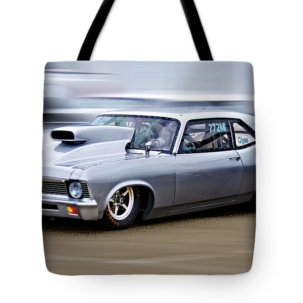 Auto Tote Bag featuring the photograph 1969 Chevrolet Nova 'C Gas' Dragster by Dave Koontz