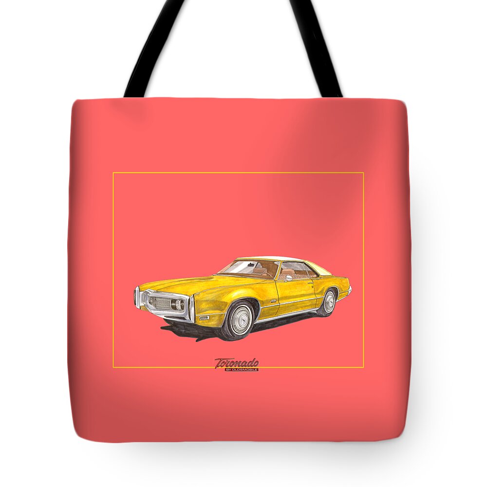 A Watercolor/marker Pen Illustration Of My 1970 Oldsmobile Toronado Which Is Number 4 In A Series Of Transportation Modes Called terific Tote Bag featuring the painting 1970 Olds Toronado TERIFIC TEE SHIRT by Jack Pumphrey