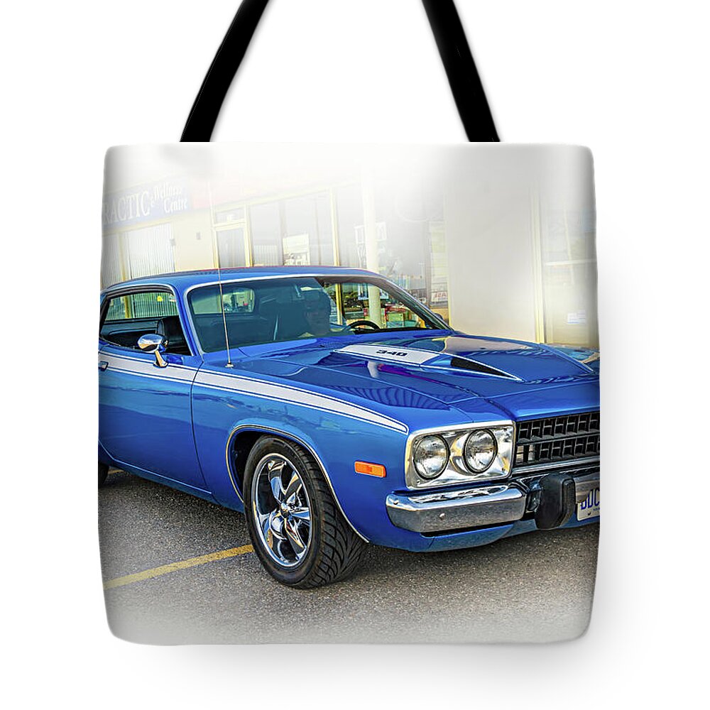 Bolton Tote Bag featuring the photograph 1974 Plymouth Roadrunner - Vignette by Steve Harrington