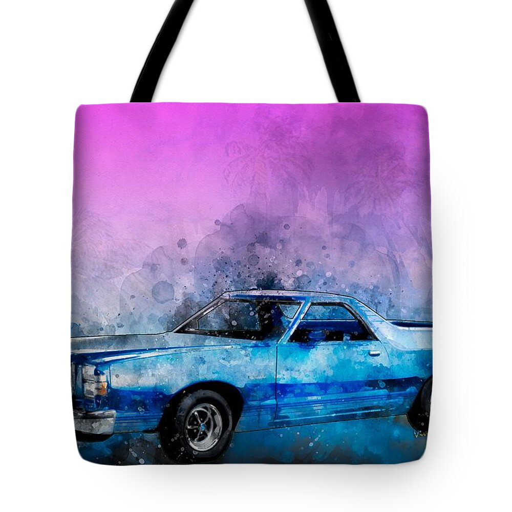 1979 Tote Bag featuring the digital art 1979 Ranchero Watercolour of the Last Sport Pickup Truck by Chas Sinklier