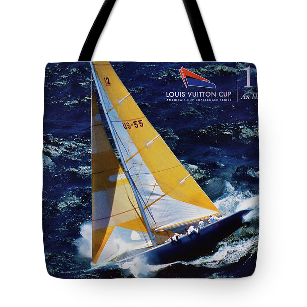America Tote Bag featuring the photograph 1987 America's Cup History by Chuck Kuhn