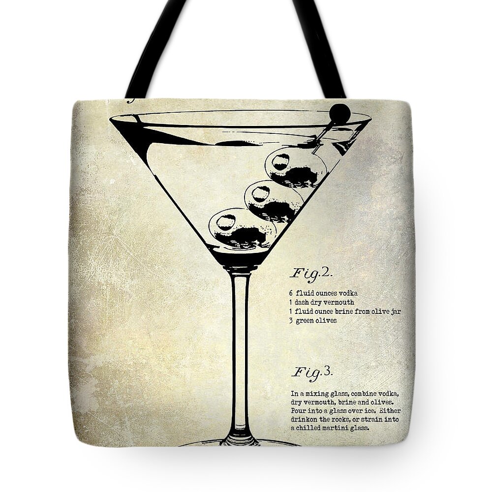 Martini Tote Bag featuring the photograph 1897 Dirty Martini Patent #2 by Jon Neidert