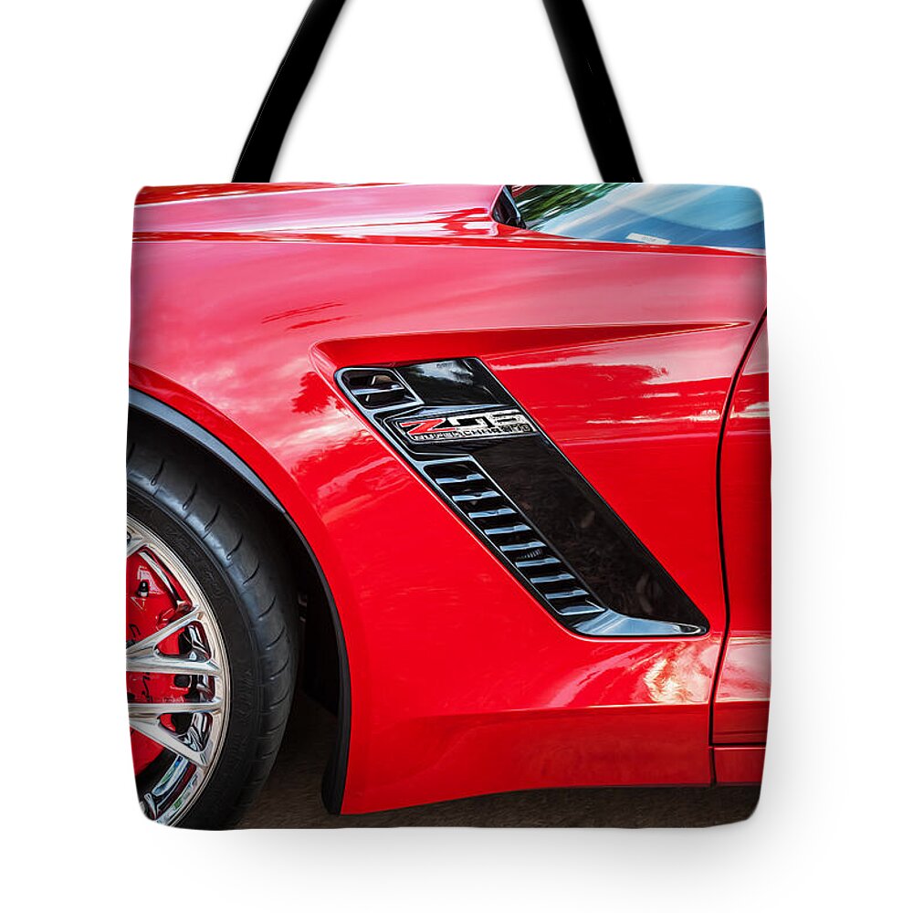 2015 Corvette Tote Bag featuring the photograph 2015 Chevrolet Corvette Z06 Painted by Rich Franco