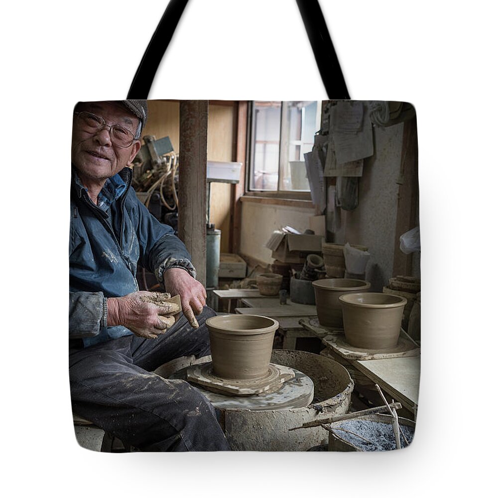 Pottery Tote Bag featuring the photograph A Village Pottery Studio, Japan by Perry Rodriguez
