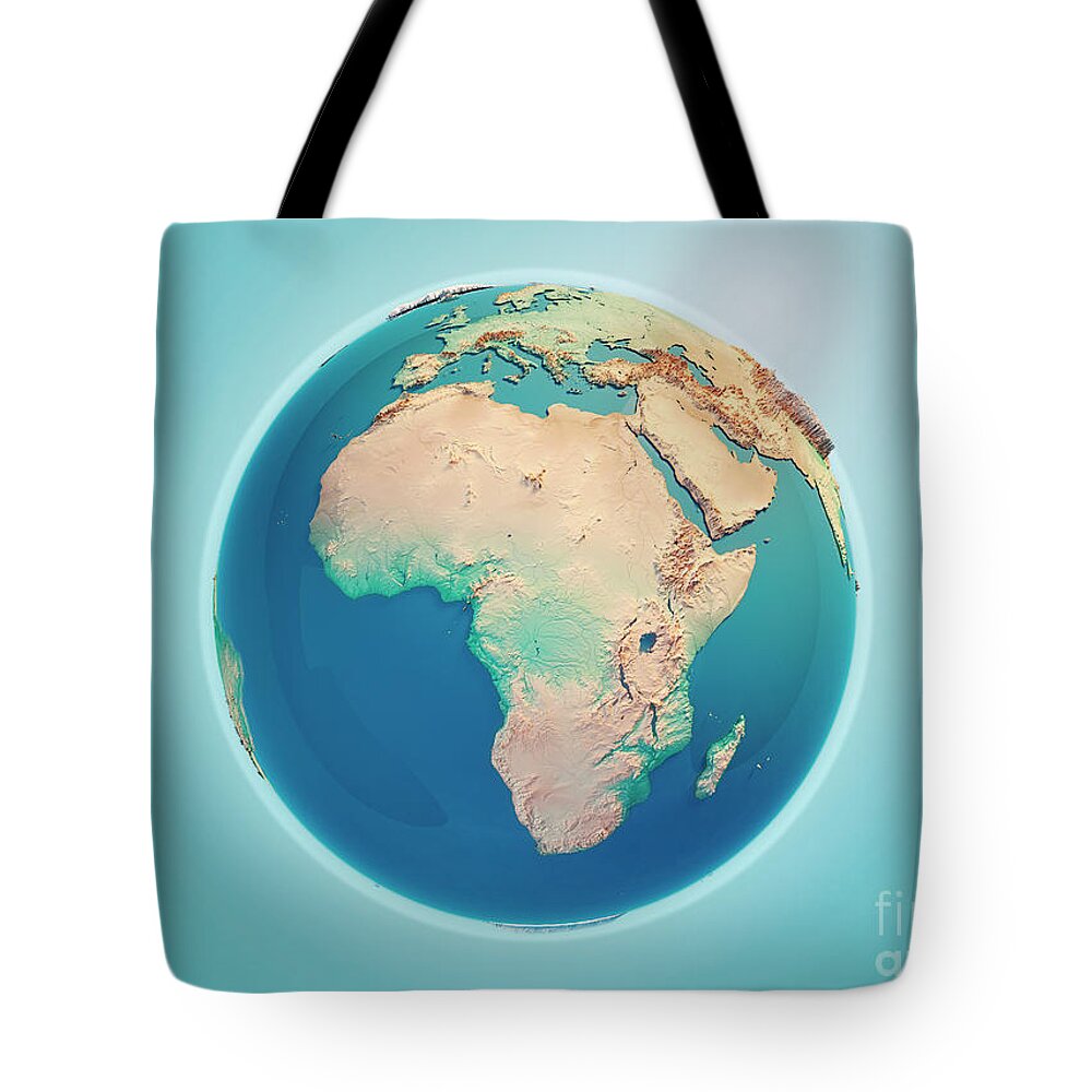 Africa Tote Bag featuring the digital art Africa 3D Render Planet Earth by Frank Ramspott