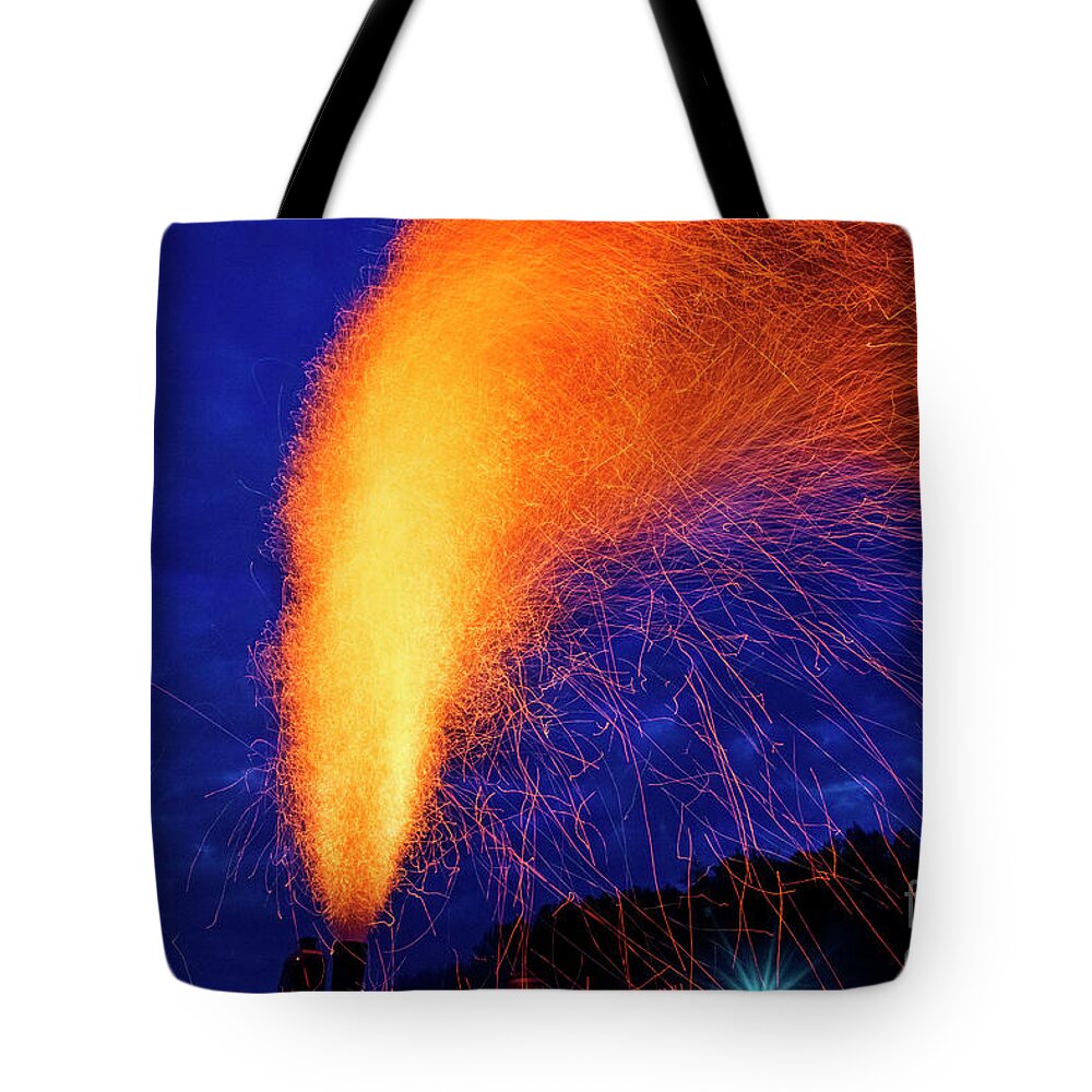 Steam Engine Tote Bag featuring the photograph Amish Fireworks #2 by David Arment