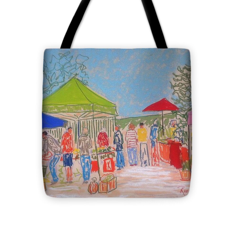 Pastels Tote Bag featuring the pastel Annapolis Royal market #2 by Rae Smith