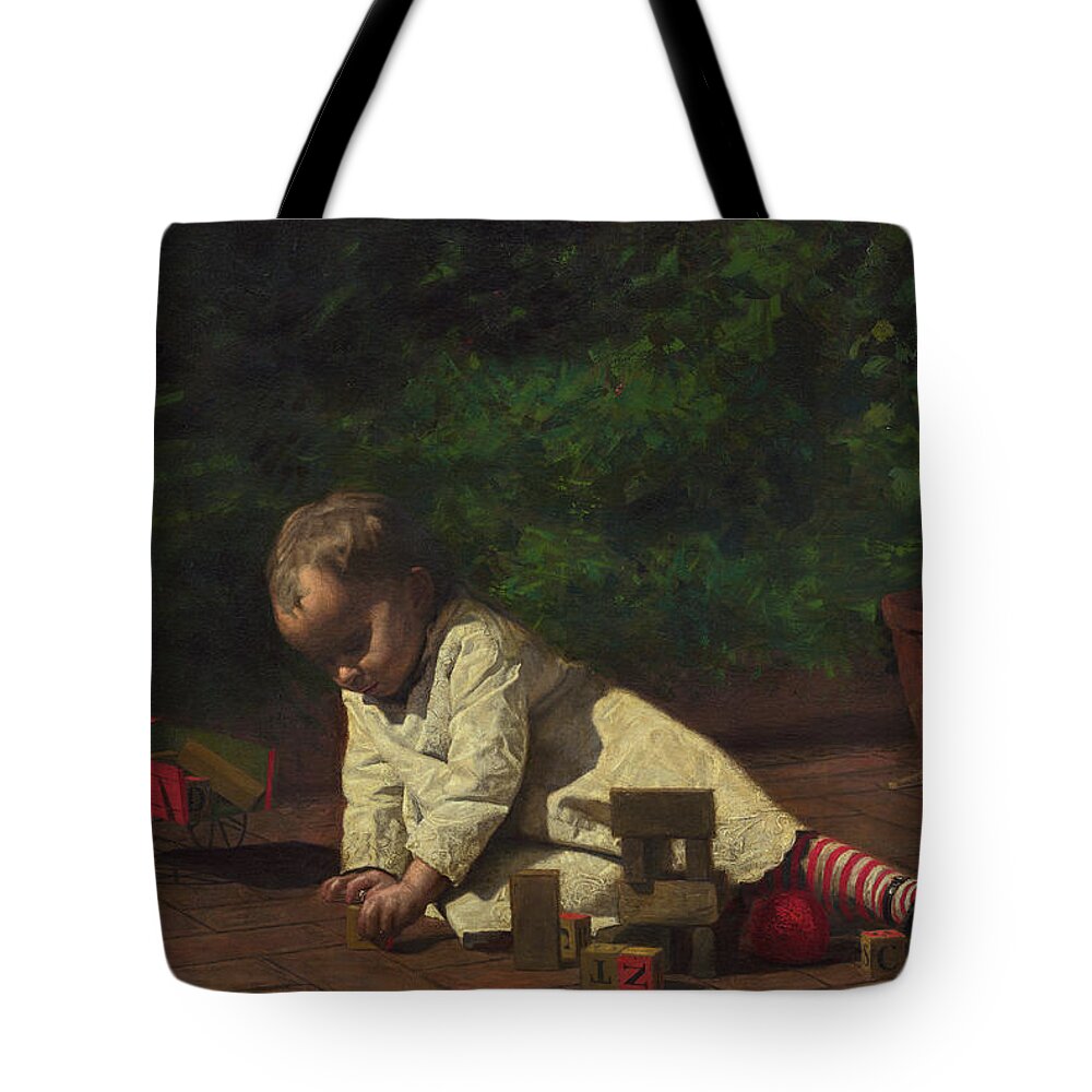 America Tote Bag featuring the painting Baby at Play #2 by Thomas Eakins