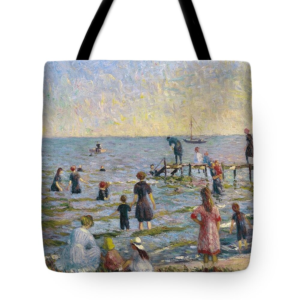 William Glackens (american Tote Bag featuring the painting Bathing at Bellport #2 by William Glackens