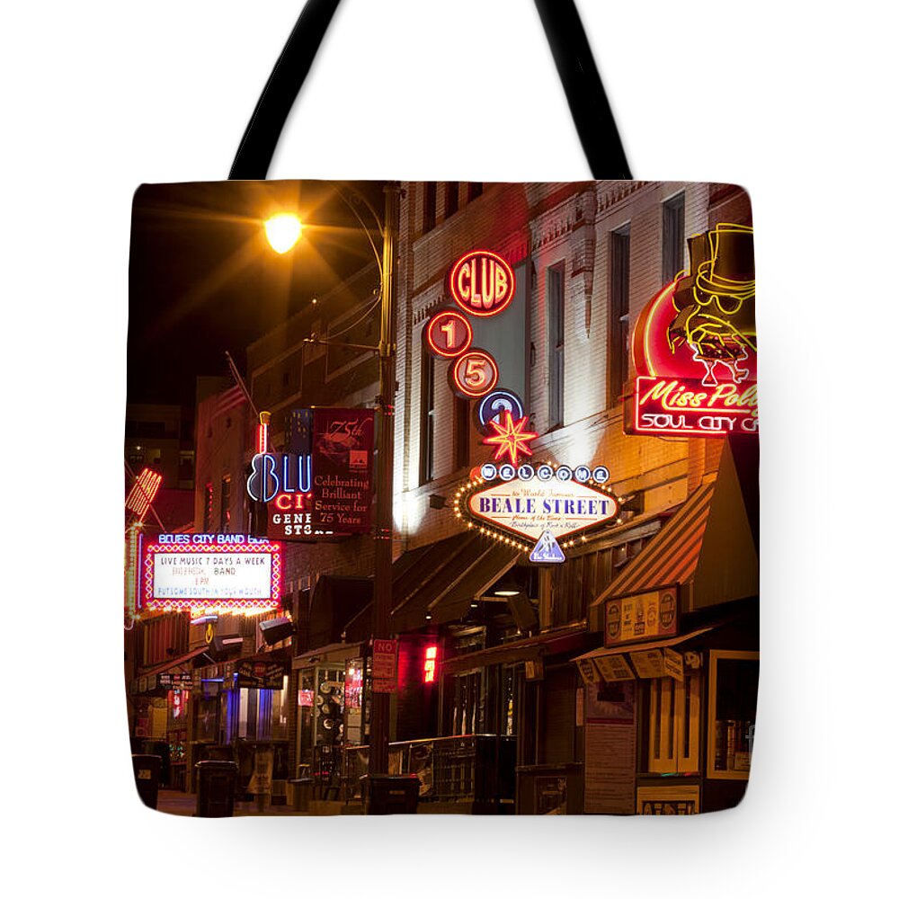 Memphis Tote Bag featuring the photograph Beale Street in Downtown Memphis Tennessee #2 by Anthony Totah