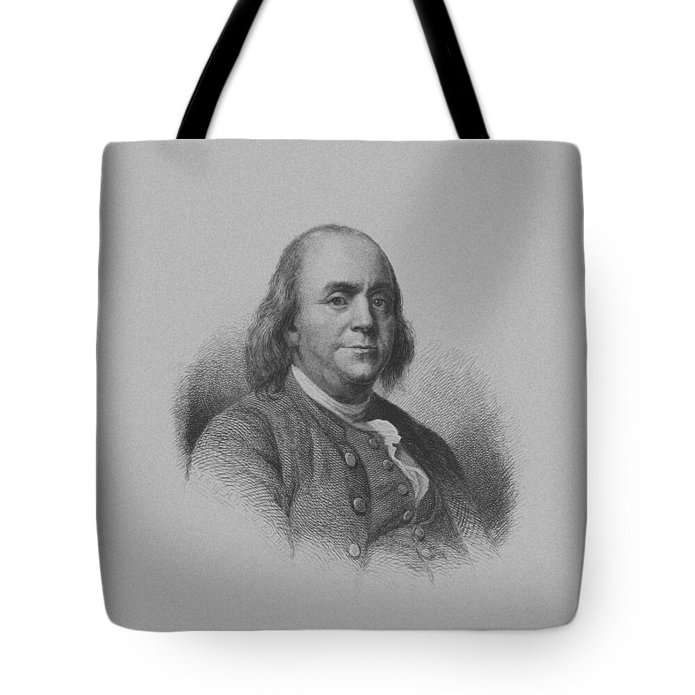 Benjamin Franklin Tote Bag featuring the mixed media Benjamin Franklin by War Is Hell Store