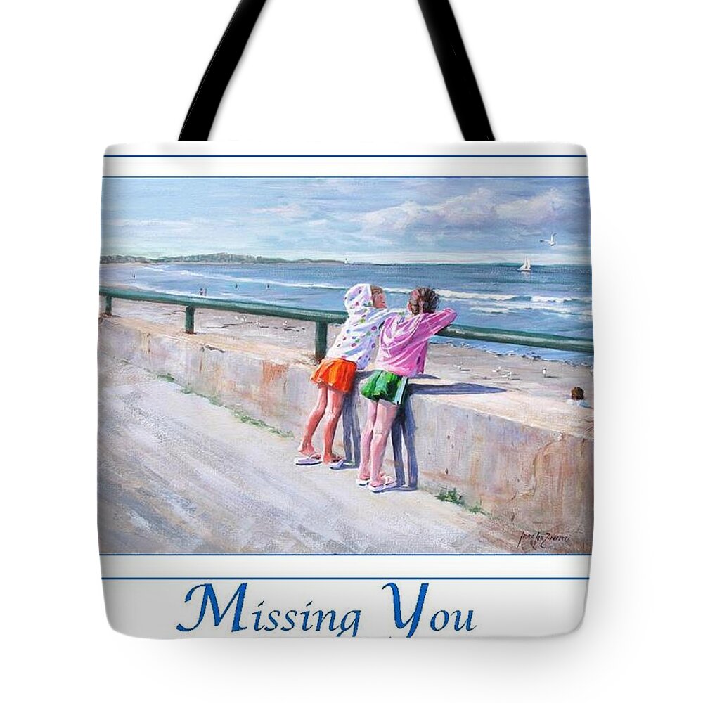 Nantasket Beach Tote Bag featuring the painting Best Friends #2 by Laura Lee Zanghetti
