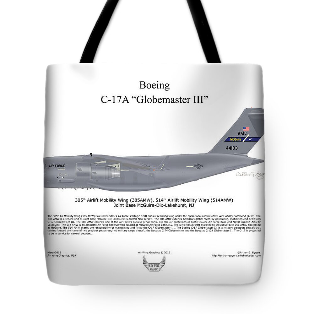 Boeing Tote Bag featuring the digital art Boeing C-17 Globemaster III #3 by Arthur Eggers