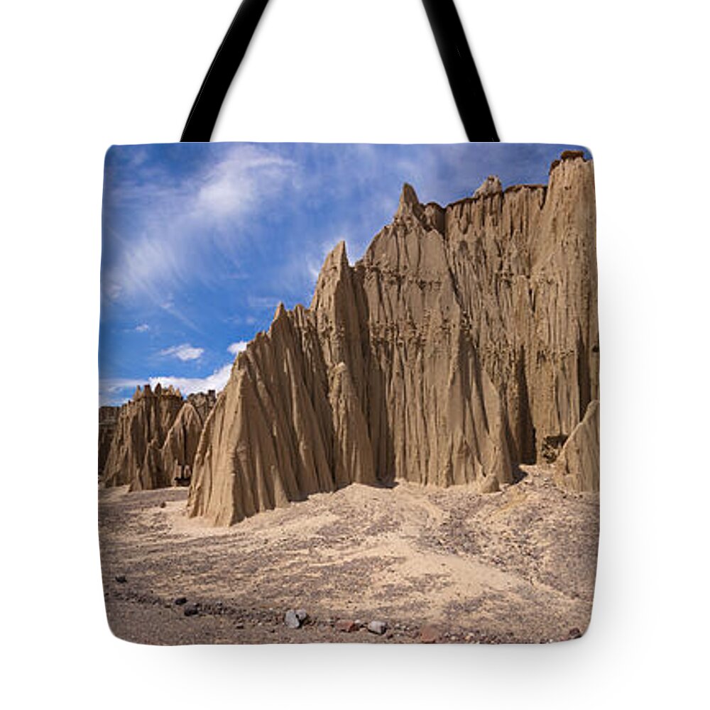 Encanto Tote Bag featuring the photograph Bolivia Rock pinnacles panorama #2 by Warren Photographic