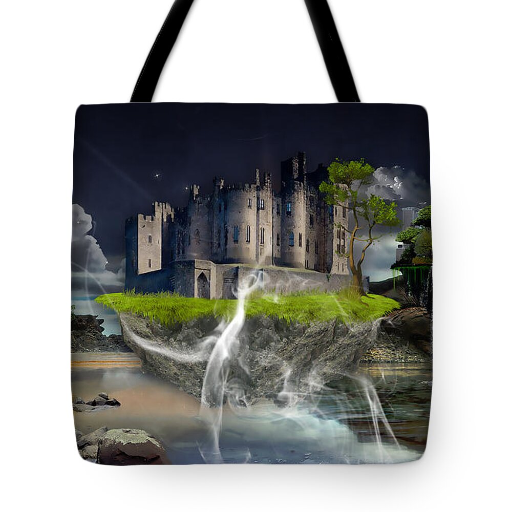 Castle Tote Bag featuring the mixed media Castle In The Sky Art #2 by Marvin Blaine