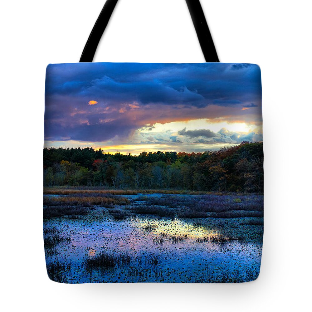 Sunset Tote Bag featuring the photograph Colorful Autumn Sunset by Lilia D
