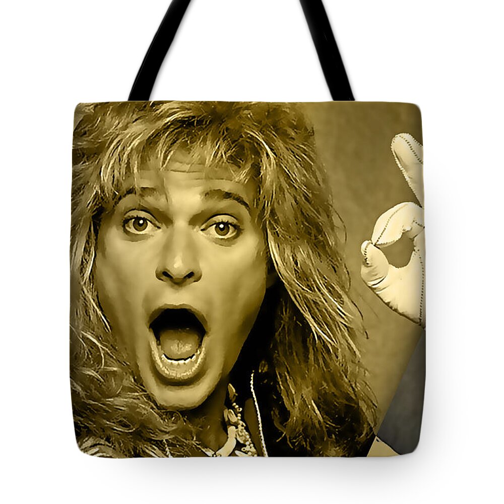 David Lee Roth Tote Bag featuring the mixed media David Lee Roth Collection #2 by Marvin Blaine