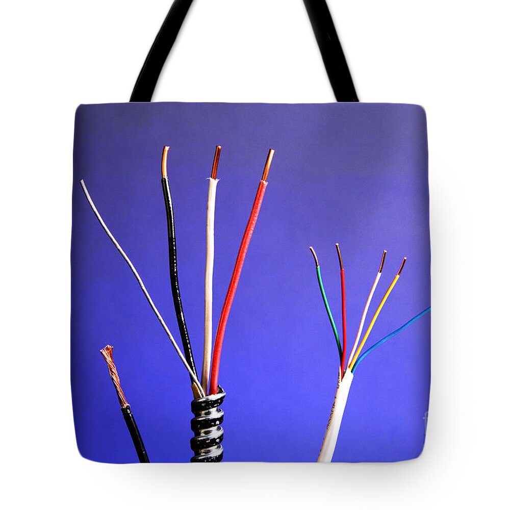 Insulated Braided Single-strand Tote Bag featuring the photograph Electrical Cable #2 by Photo Researchers, Inc.