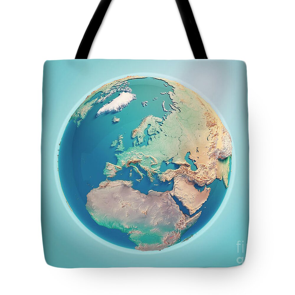Europe Tote Bag featuring the digital art Europe 3D Render Planet Earth by Frank Ramspott