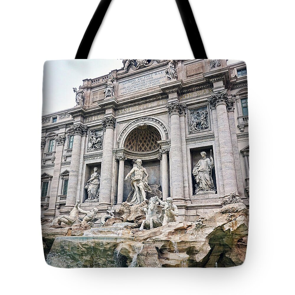 Fountain Tote Bag featuring the photograph Evening At The Trevi Fountain In Rome Italy #2 by Rick Rosenshein