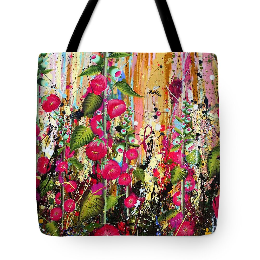 Flowers Tote Bag featuring the painting Food for bees and butterflies detail #2 by Angie Wright