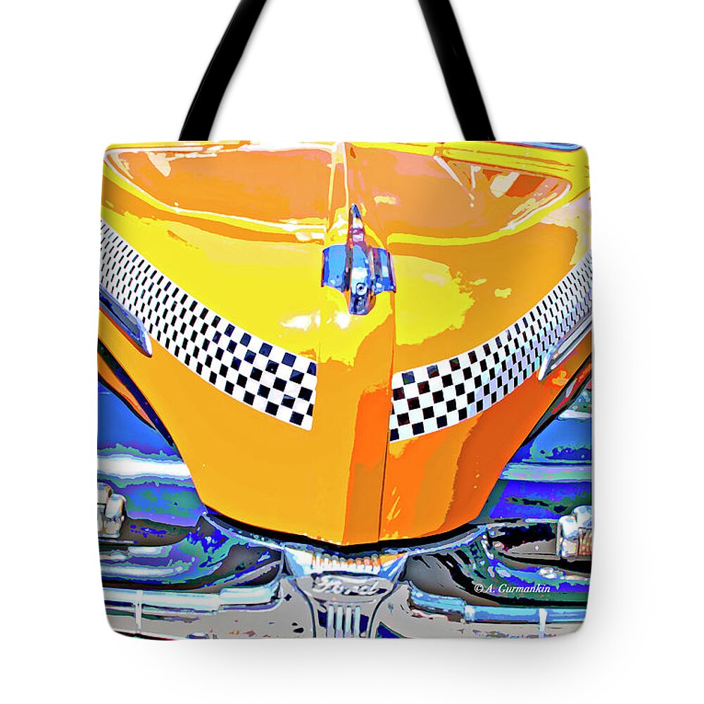 Automobile Tote Bag featuring the photograph Ford Coupe Taxicab, c. 1940's, Digital Image #2 by A Macarthur Gurmankin