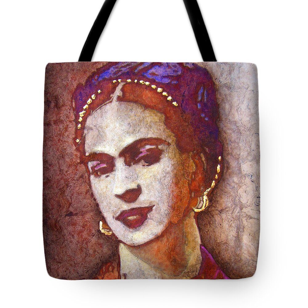 Frida Kahlo Tote Bag featuring the painting F . R . I . D . A by J U A N - O A X A C A