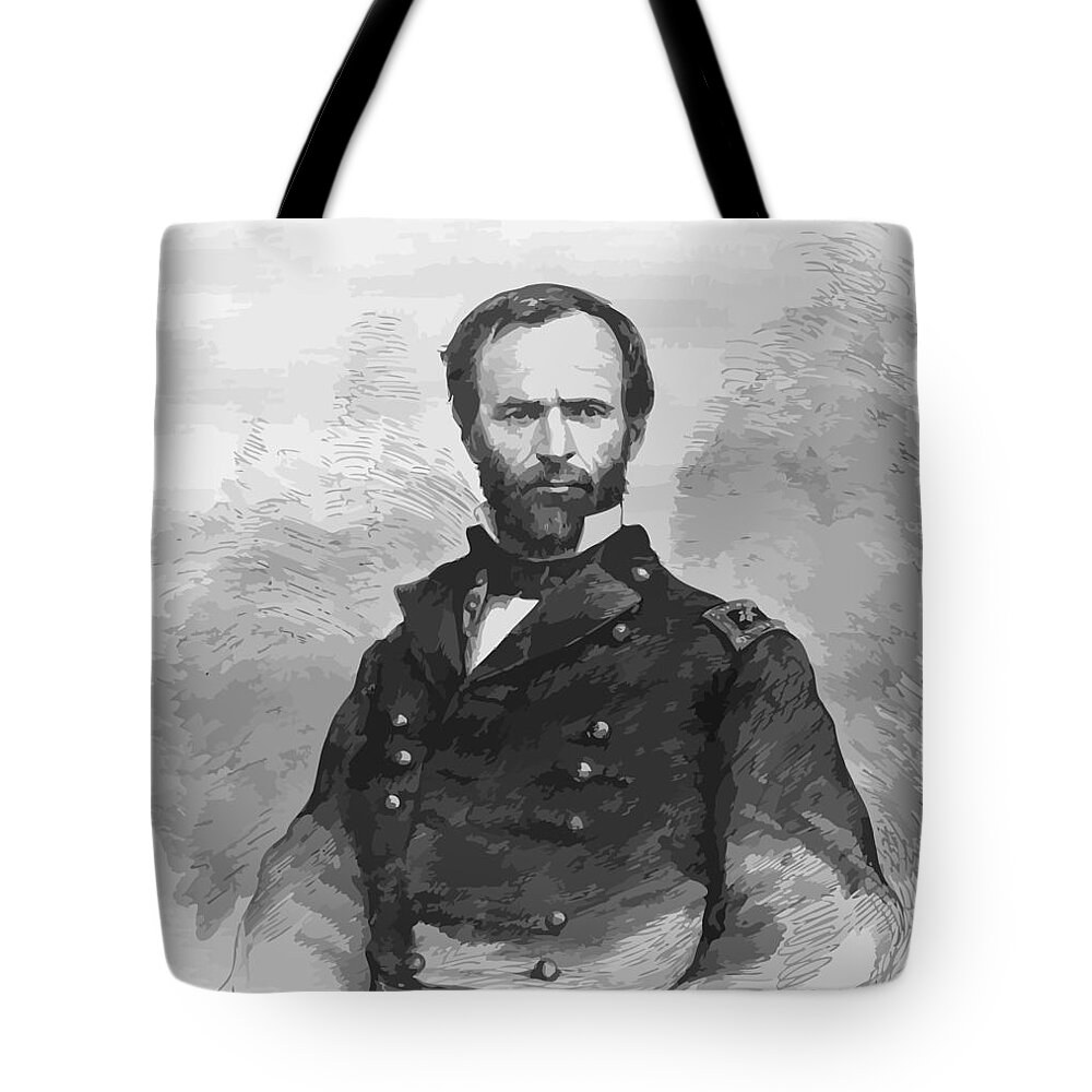William Tecumseh Sherman Tote Bag featuring the mixed media General Sherman by War Is Hell Store