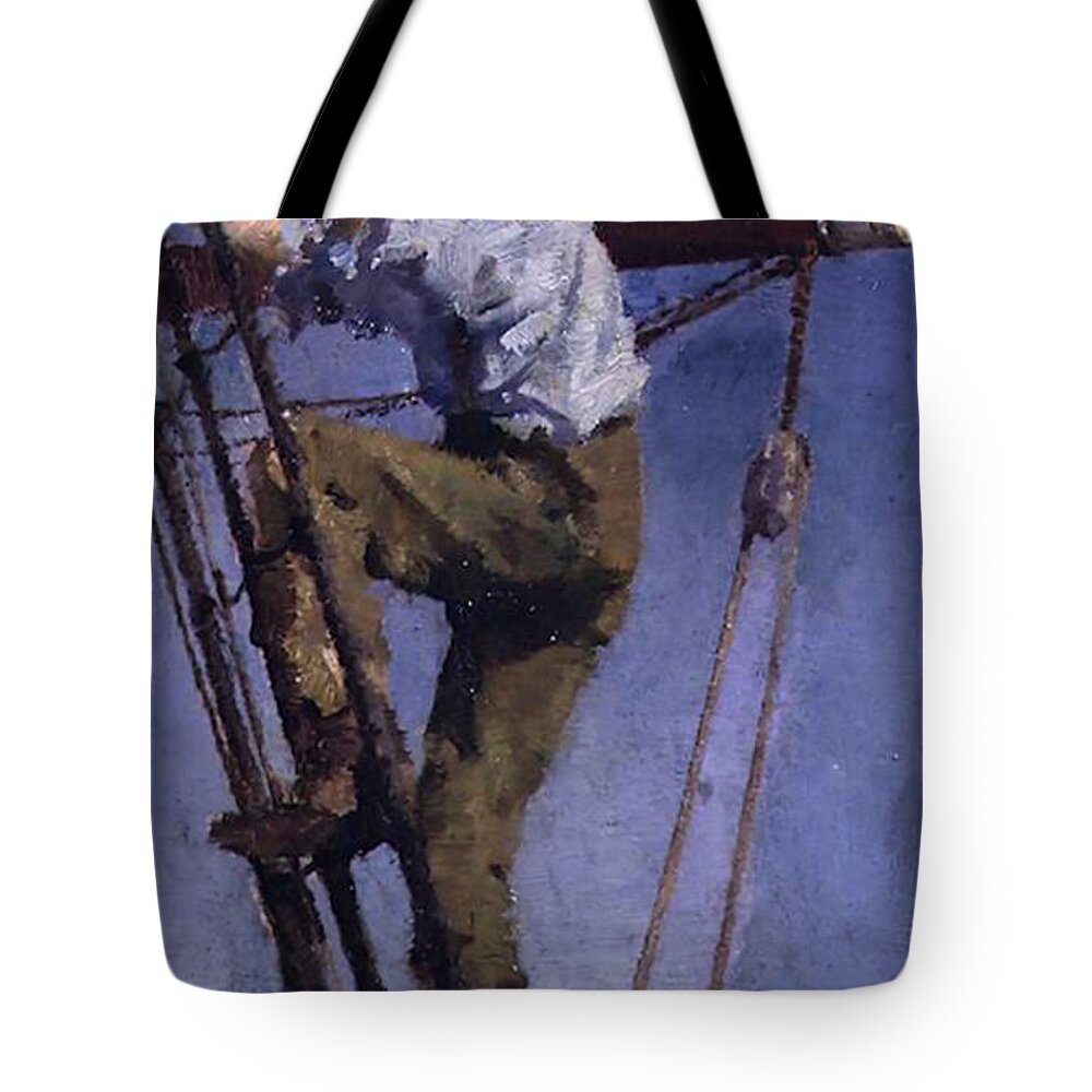 Going Tote Bag featuring the painting Going Aloft #2 by Henry Scott Tuke