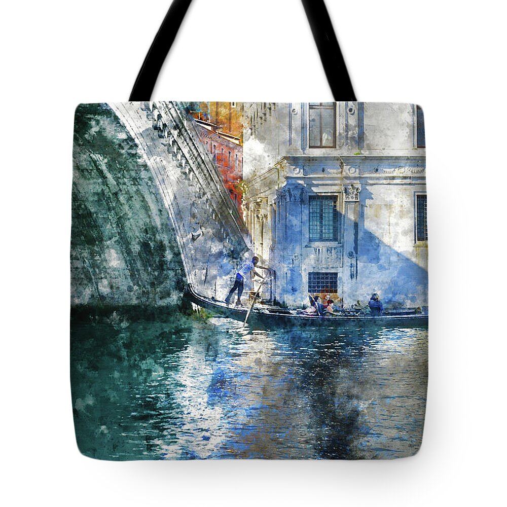  Rialto Tote Bag featuring the photograph Gondola in Venice Italy #2 by Brandon Bourdages