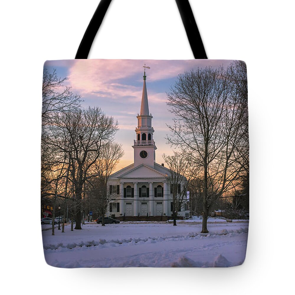 Church Tote Bag featuring the photograph First Congregational Church. Guilford, Connecticut. by New England Photography