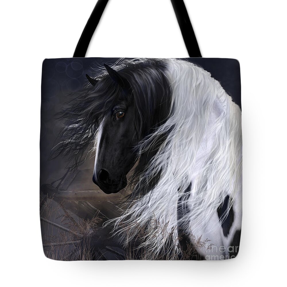 Gypsy Vanner Tote Bag featuring the digital art Gypsy Vanner by Shanina Conway